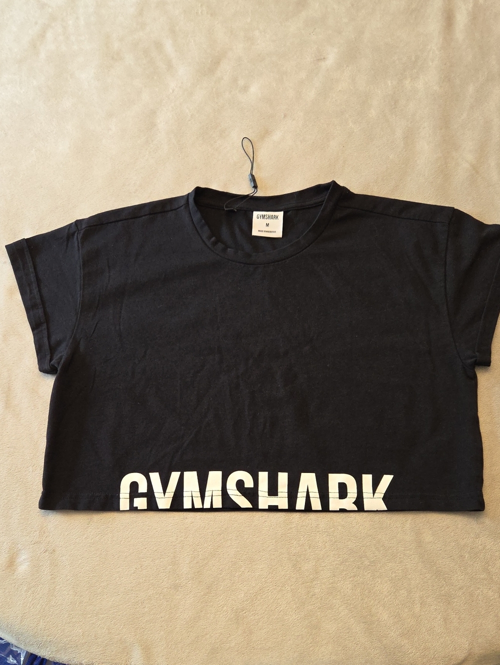 Gymshark Cropped T-Shirt, Size M, Black & White
